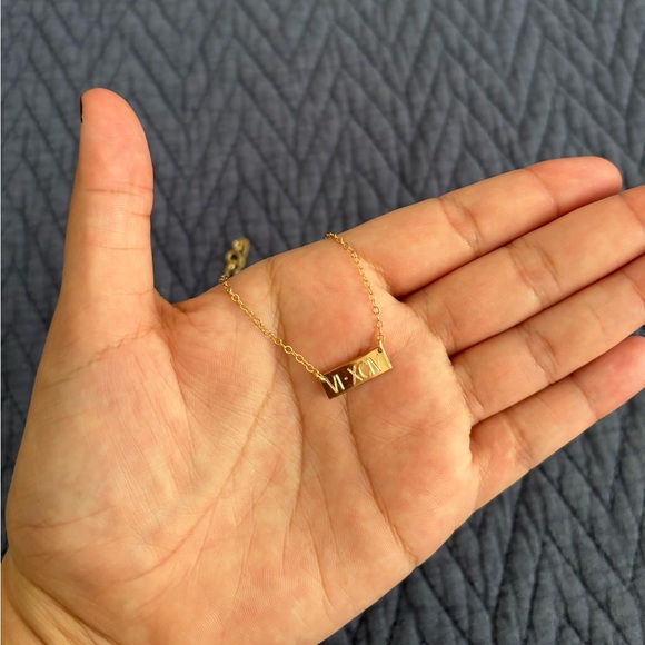 Delta Phi Epsilon Letters DPhiE Engraved Sorority Necklace - 14kt Gold Filled - Picture 7 of 8